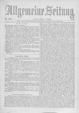 Allgemeine Zeitung Sonntag 24. August 1873