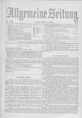 Allgemeine Zeitung Mittwoch 27. August 1873