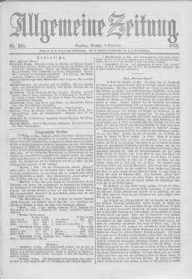 Allgemeine Zeitung Dienstag 2. September 1873