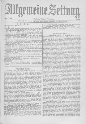 Allgemeine Zeitung Sonntag 7. September 1873