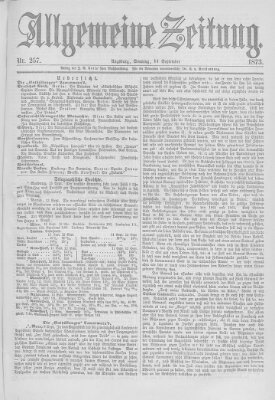 Allgemeine Zeitung Sonntag 14. September 1873