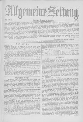 Allgemeine Zeitung Dienstag 23. September 1873