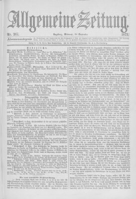 Allgemeine Zeitung Mittwoch 24. September 1873