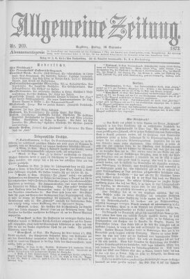 Allgemeine Zeitung Freitag 26. September 1873