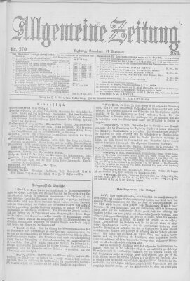 Allgemeine Zeitung Samstag 27. September 1873