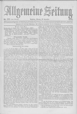 Allgemeine Zeitung Montag 29. September 1873