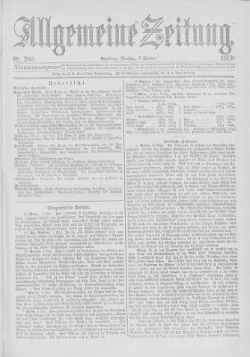 Allgemeine Zeitung Dienstag 7. Oktober 1873