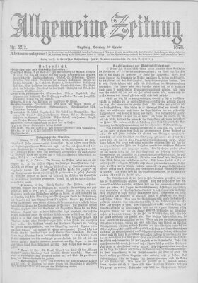 Allgemeine Zeitung Sonntag 19. Oktober 1873