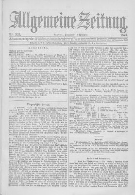 Allgemeine Zeitung Samstag 1. November 1873