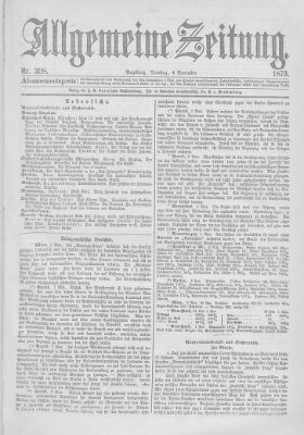 Allgemeine Zeitung Dienstag 4. November 1873