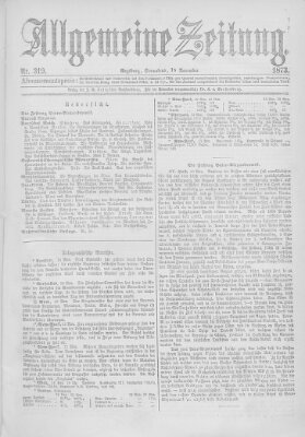 Allgemeine Zeitung Samstag 15. November 1873