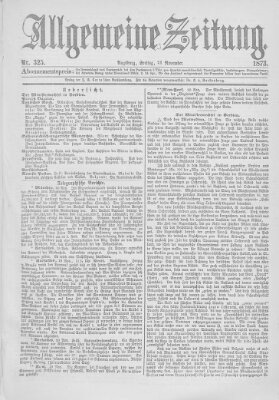 Allgemeine Zeitung Freitag 21. November 1873