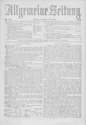 Allgemeine Zeitung Donnerstag 27. November 1873