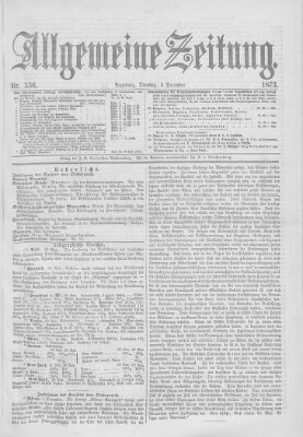 Allgemeine Zeitung Dienstag 2. Dezember 1873