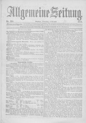 Allgemeine Zeitung Donnerstag 4. Dezember 1873