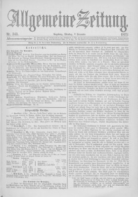 Allgemeine Zeitung Dienstag 9. Dezember 1873