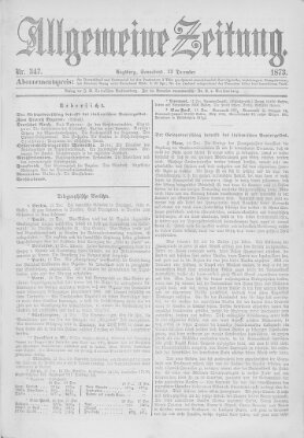 Allgemeine Zeitung Samstag 13. Dezember 1873