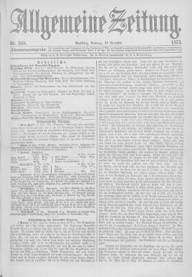 Allgemeine Zeitung Sonntag 14. Dezember 1873