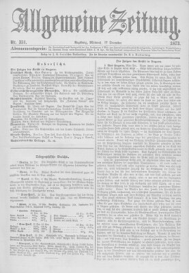 Allgemeine Zeitung Mittwoch 17. Dezember 1873