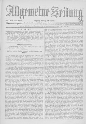 Allgemeine Zeitung Montag 29. Dezember 1873