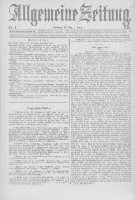 Allgemeine Zeitung Dienstag 4. Januar 1876