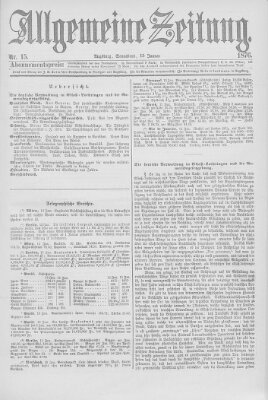 Allgemeine Zeitung Samstag 15. Januar 1876