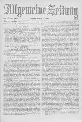 Allgemeine Zeitung Montag 17. Januar 1876