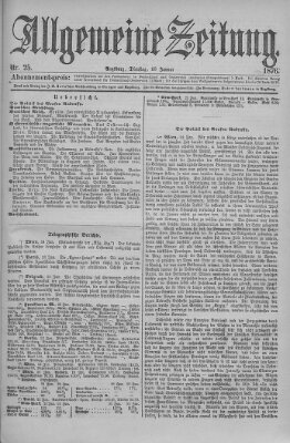 Allgemeine Zeitung Dienstag 25. Januar 1876