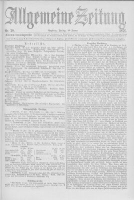 Allgemeine Zeitung Freitag 28. Januar 1876