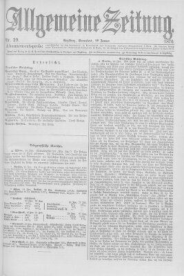 Allgemeine Zeitung Samstag 29. Januar 1876