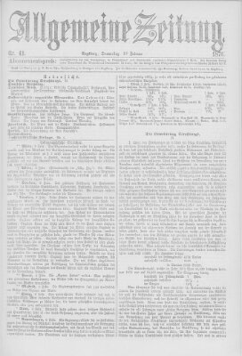 Allgemeine Zeitung Donnerstag 10. Februar 1876