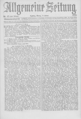 Allgemeine Zeitung Montag 14. Februar 1876