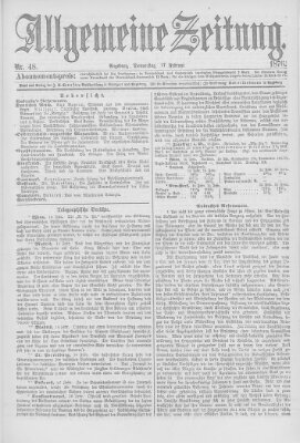 Allgemeine Zeitung Donnerstag 17. Februar 1876