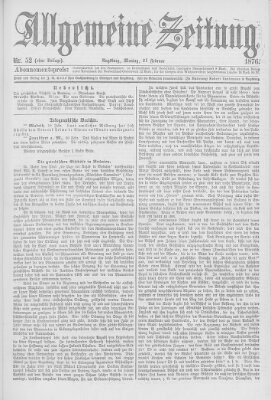 Allgemeine Zeitung Montag 21. Februar 1876