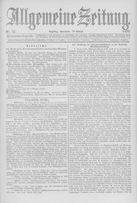 Allgemeine Zeitung Samstag 26. Februar 1876