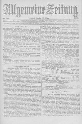 Allgemeine Zeitung Dienstag 29. Februar 1876