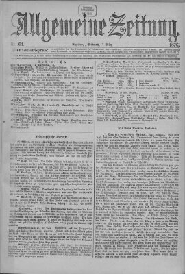 Allgemeine Zeitung Mittwoch 1. März 1876