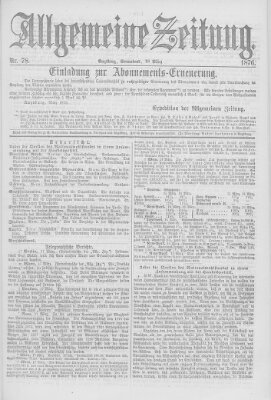 Allgemeine Zeitung Samstag 18. März 1876