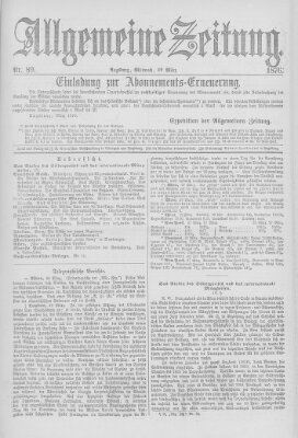 Allgemeine Zeitung Mittwoch 29. März 1876