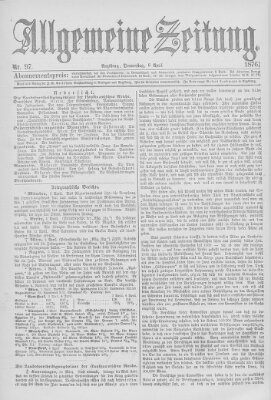 Allgemeine Zeitung Donnerstag 6. April 1876