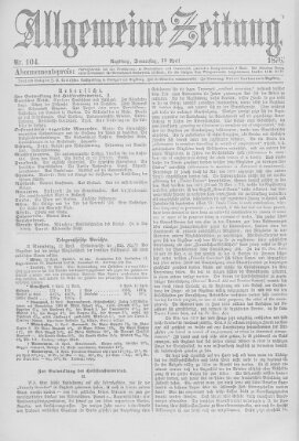 Allgemeine Zeitung Donnerstag 13. April 1876