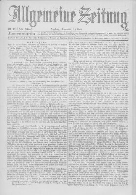 Allgemeine Zeitung Samstag 15. April 1876