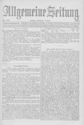 Allgemeine Zeitung Samstag 22. April 1876