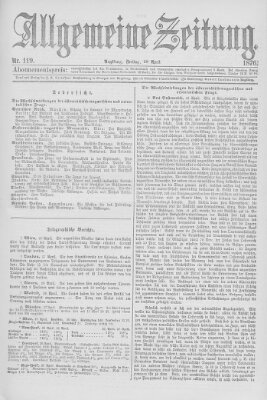 Allgemeine Zeitung Freitag 28. April 1876