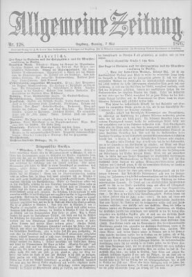 Allgemeine Zeitung Sonntag 7. Mai 1876