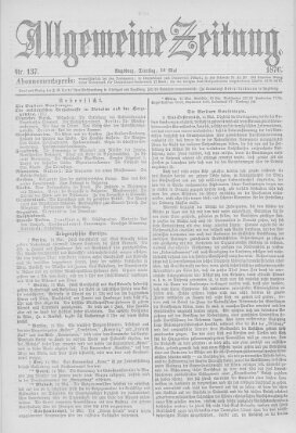 Allgemeine Zeitung Dienstag 16. Mai 1876