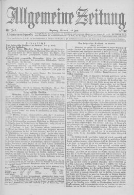 Allgemeine Zeitung Mittwoch 21. Juni 1876