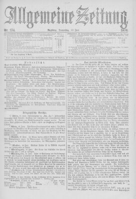 Allgemeine Zeitung Donnerstag 22. Juni 1876