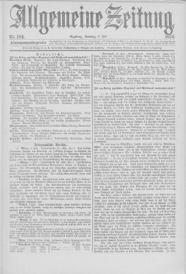 Allgemeine Zeitung Sonntag 2. Juli 1876