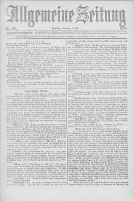 Allgemeine Zeitung Sonntag 9. Juli 1876